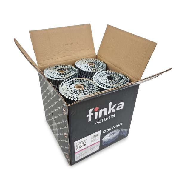 Строительные барабанные гвозди Finka 2.8х70 Ring NK (Цинк, 3000шт)