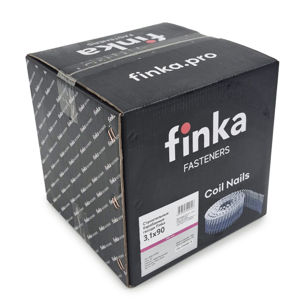Строительные барабанные гвозди Finka 3.1х90 Ring NK (Цинк, 1600шт)